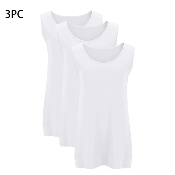 Gfyviroh 3 Pack Tank Tops for Women Solid Comfy Crew Neck Undershirts Plus Size Sleeveless Loungewear Tanks