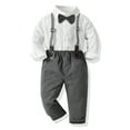 thumbnail image 3 of Hienoo Toddler Boys Outfit Sets Suit Dress Set Long Sleeve Shirt Tops and Pants Bowtie 3Pcs Fall Winter Set Overalls Babys Clothes Sets, 3 of 8