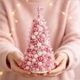 thumbnail image 4 of Dreamy Candy Style Christmas Tree Pearl Beaded Art DIY Craft Kit, 3D Sparkling Gentle Color Pearls Diamond Beads Craft Kit for Holiday Table Mantel Window Home Decoration Festive Friendship Gift, 4 of 5