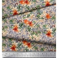 thumbnail image 3 of Soimoi Japan Crepe Satin Fabric Leaves & Wild Flower Floral Print Fabric by Yard 42 Inch Wide, 3 of 3