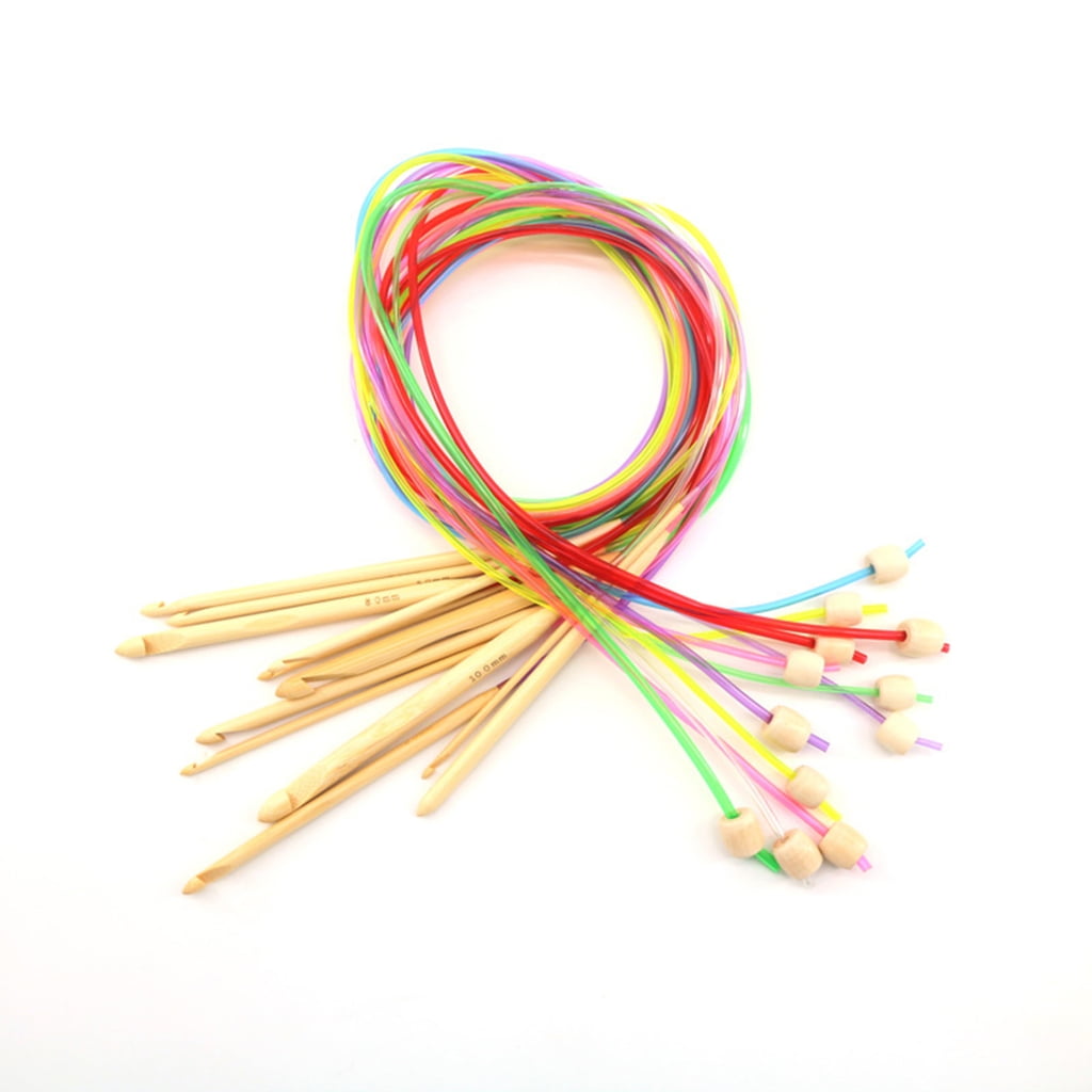 Geemin 23 Pcs Colourful Tunisian Crochet Hook with Rope Afghan Long Crochet Hooks
