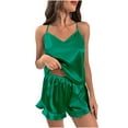 thumbnail image 3 of Elainilye Fashion Pajamas for Women Halter Pajamas Home Dress Shorts Sets Two-piece Set Sleepwear Homewear,Green, 3 of 6