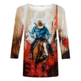 thumbnail image 3 of Womens Horse Racing T-Shirts Plus Size Vintage Retro Graphic Tees Loose Fit Funny Pullover Tops, 5XL, 3 of 4