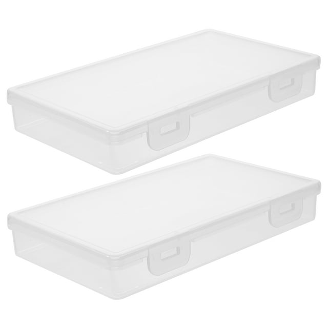 2pcs Clear Cards Storage Box Multipurpose Photo Storage Boxes with Lid Plastic Storage Boxes