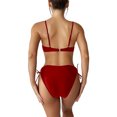 thumbnail image 3 of Avamo Women One Piece Swimsuit Color Block Bathing Suits Spaghetti Strap Swimwear Drawstring Beachwear Hot Spring Monokinis Wine Red L, 3 of 4