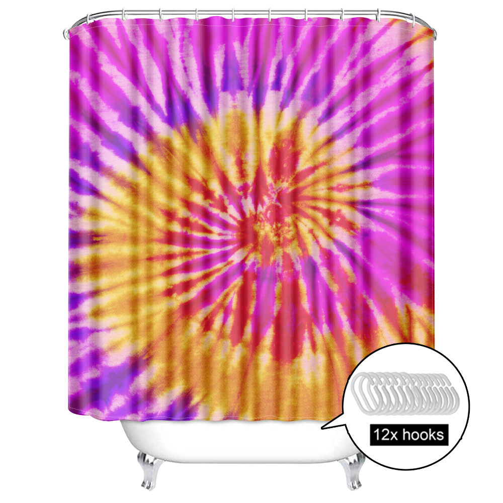 Modern Graffiti Tiedye Totem Shower Curtain and 12 Pieces Plastic