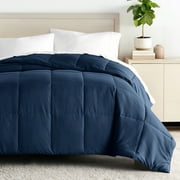 Breathable Cool Comforter All Season Lightweight Down-Alternative Solid Navy Blue for Full/Queen Size Bedding by Comfort Canopy
