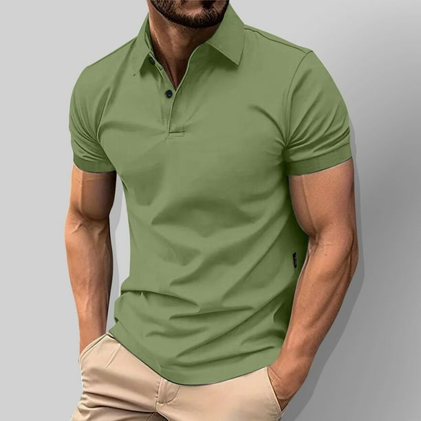 pstuiky camisetas de hombre, Camisa de manga corta con botones y solapa de verano de color liso para hombre ropa de hombre xl