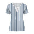 thumbnail image 4 of Favoffer Womens Printed Blouses V Neck Tie Front Short Sleeve Loose Fit Casual Tops Soft Shirts for Holiday Street Dating Weekend, 4 of 5