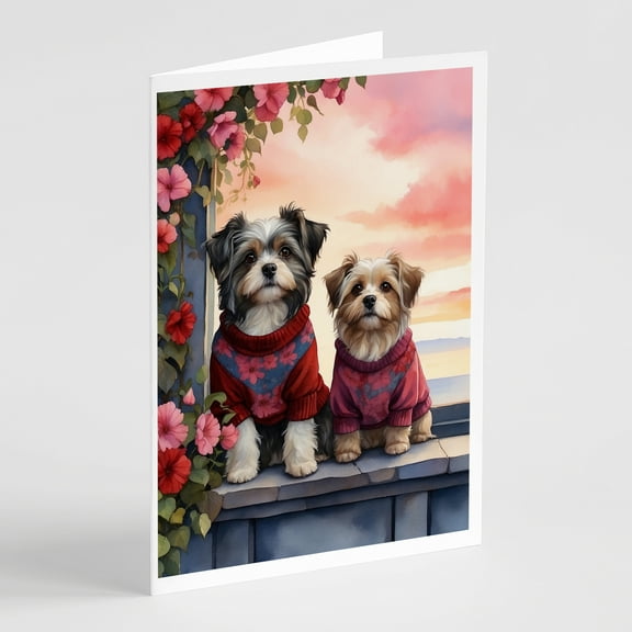 Havanese Two Hearts Greeting Cards Pack of 8 7 in x 5 in