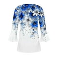 thumbnail image 4 of Xdegoge Liquidaciones De 3/4 Length Sleeve Womens Tops Button Down V Neck T Shirts Floral Summer Tunic Ladies Tops Elegant Dressy Casual Blouses Fashion Vacation Tee Shirts Ropa Mujer, 4 of 4