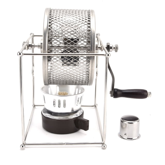 Máquina tostadora de granos de café con manivela Tostadora de café de rodillos con control de temperatura de acero inoxidable pequeña para el hogar