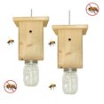 thumbnail image 2 of FACEGA Bee Trap,Reusable Wooden Insect Trap,Outdoor Wasp and Fly Catcher, Eco-Friendly Carpenter Bee Trap,Hornet Deterrent for Garden and Yard, 2 of 5