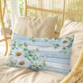 thumbnail image 4 of Daisy Spring Floral Pillow Covers, Linen Long Throw Pillow Case, Eucalyptus Leaves Watercolor Wooden Holiday Pillow Protector Decorative Cushion Cover for Living Room/Bedroom 24" x 36", 4 of 8