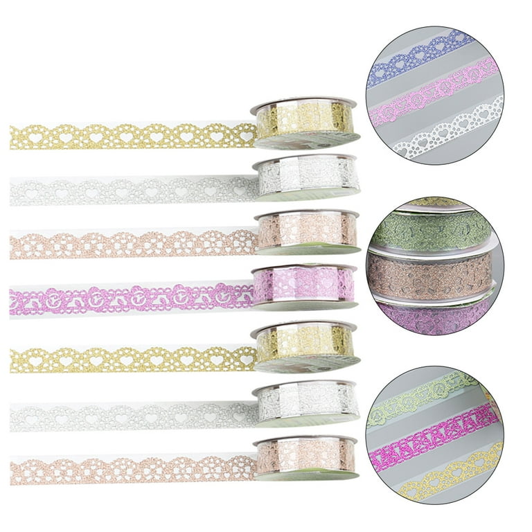 SALLYFASHION Lace Washi Tape, 6 Roll Lace Pattern Glitter Bling