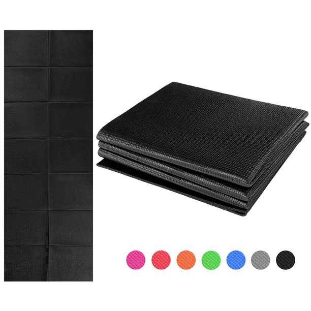 Esterilla de yoga plegable de 4 mm de grosor, 68 x 24 pulgadas, antideslizante, plegable