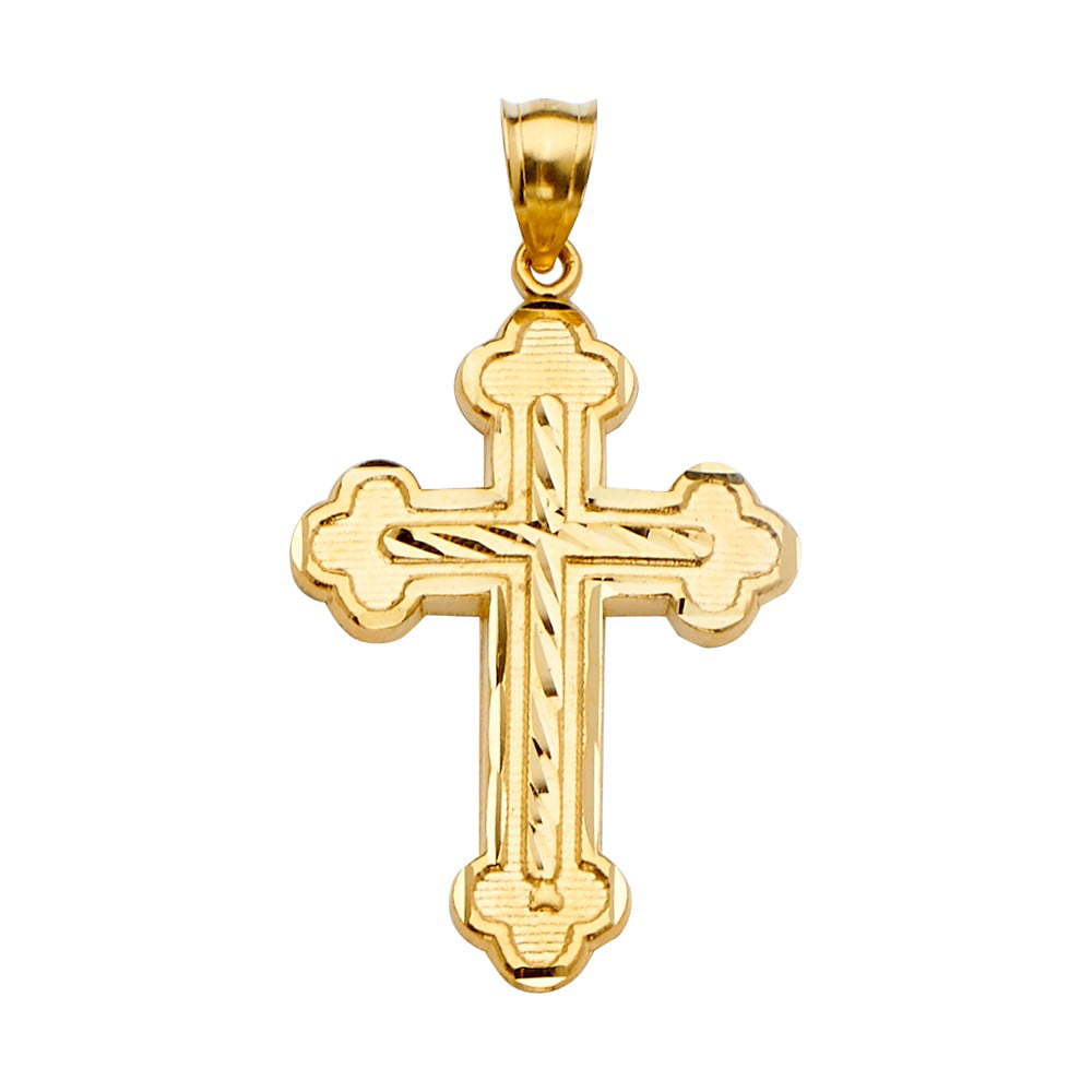 Jewels By Lux 14K Yellow Gold Diamond-cut Cross with X Center Cut Out Pendant