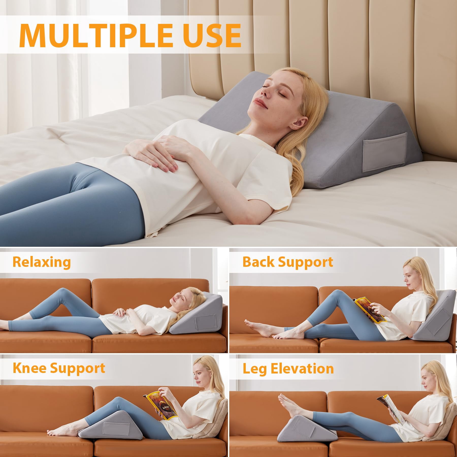 Pillow For Sleeping  8" Wedge To Elevate Leg Triangle Elevation Pillows After