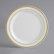 Gold Visions 7" Bone / Ivory Plastic Plate with Gold Bands - 150/Case
