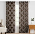 thumbnail image 1 of Vargottam 84 Inch Rod Pocket/Back Tab Cotton Curtains for Windows and Doors - Light Filtering Cotton - Light Filtering Drapes For Doors - Set of 2 Panels, 52"x84" - Floral Block Pattern (Brown), 1 of 8