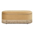 thumbnail image 4 of Pemberly Row 48.5" Oval Tufted Bullion Fringe Storage Bench in Gold Velvet, 4 of 9