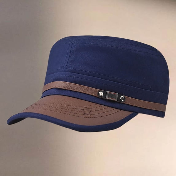 BRICH Cap for Men Women Twill Hat Flat Top Cap Navy One Size