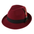 thumbnail image 2 of Men's Women' Felt Feather Fedora Hat Vintage Panama Trilby Hat red,, 2 of 9