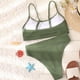 thumbnail image 2 of Women High Waisted Ribbed Cami Bikini Set Army Green M-US8, 2 of 4