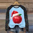 thumbnail image 2 of Pisexur Sweatshirts de Noël pour Femmes Mode Vacances Imprimé Graphique Pomme Rouge Pull Décontracté Manches Longues Col Rond Chandails en Molleton Amples Confortables Automne pour Femmes, 2 of 3