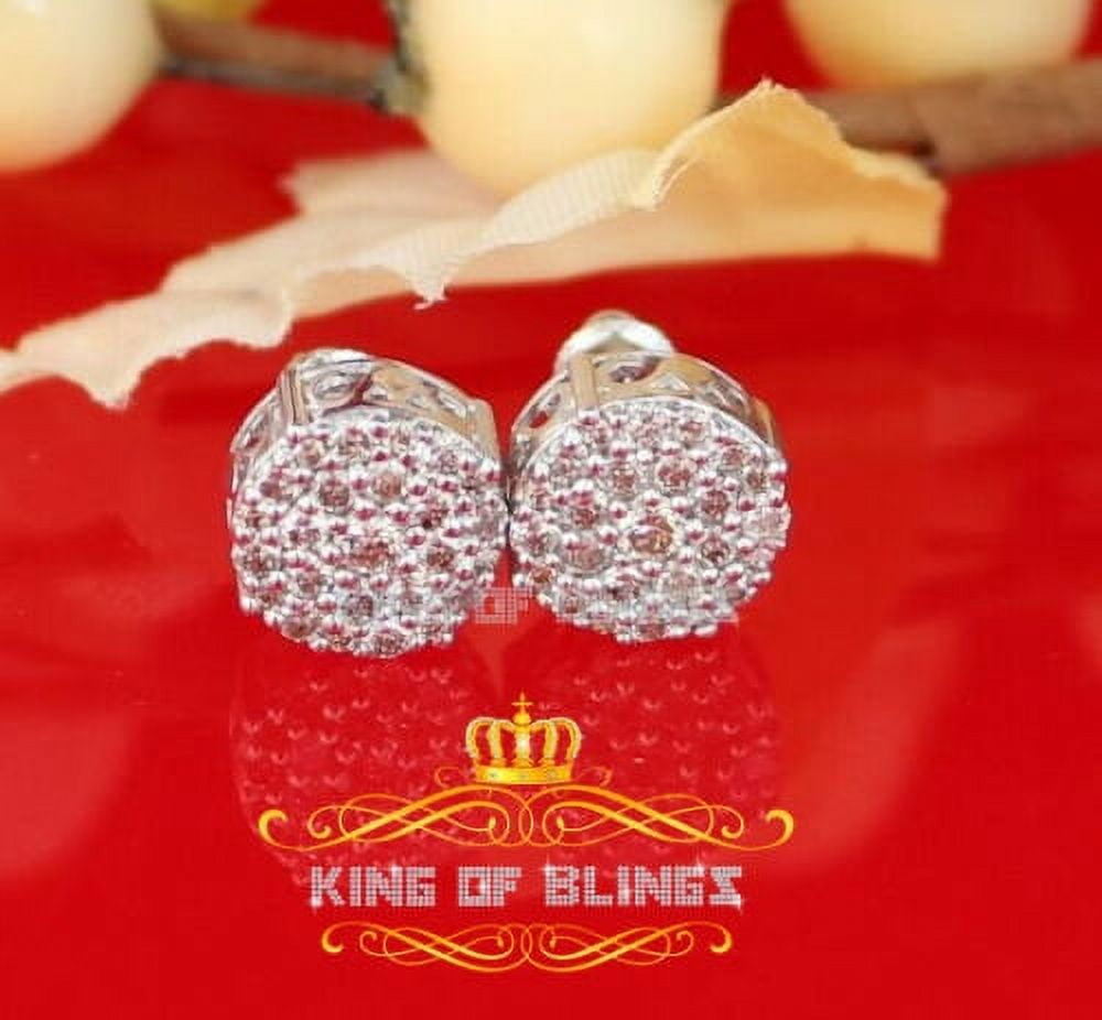 King of Bling's 10K Real White Gold with 1.00CT Real Diamond Men's/Women's Stud Earrings