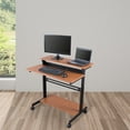 thumbnail image 3 of Stand Up Desk Store Rolling Adjustable Height Two Tier Standing Desk Computer Workstation (Black Frame/Teak Top, 40" Wide), 3 of 5