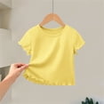 thumbnail image 5 of LEKWK Toddler Girls Ribbed T Shirt Short Sleeve Lettuce Trim Solid Basic Tees Lightweight Knit Casual Summer Tops Holiday Vacation Resort Wear 1-12Y, 5 of 5