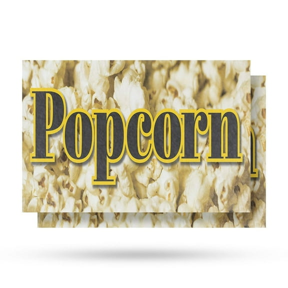 Popcorn Vinyl Decal 2 Pack of 12 Inch x 16 Inch Weatherproof Heavy-Duty Adhesive Backing | Carnival Snacks, Freshly Made, Perfect for Events | Made in USA