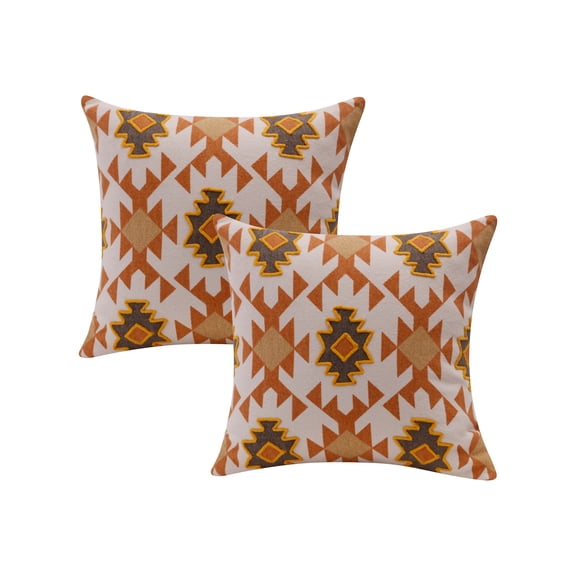 Harlow Hill 20" x 20" Orange/Off-White Geometric Cotton Adult Decorative Throw Pillow Cover