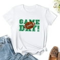 Football Game Day Green Glitter TShirt for Women Crew Neck Short