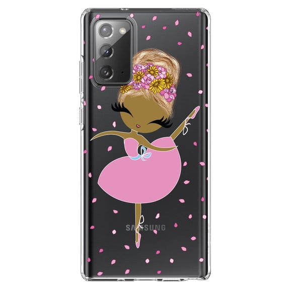 DistinctInk Clear Shockproof Hybrid Case for Galaxy Note 20 ULTRA (6.9" Screen) - TPU Bumper, Acrylic Back, Tempered Glass Screen Protector - Ballerina Dancing in Flower Petals
