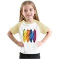thumbnail image 6 of FamilyThread Girls Boys Short Sleeve Raglan T Shirts Kids Rainbow Striped Summer Tops Crewneck Basic Rainbow Graphic Tees 3-13 Years, 6 of 8