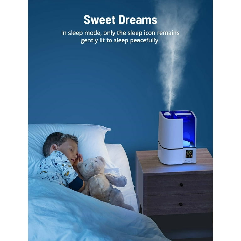 Humidifiers, 4L Cool Mist Ultrasonic Humidifier for Bedroom Home Large Room  Baby Room, Quiet Operation, LED Display with Humidistat, Waterless Auto