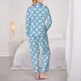 thumbnail image 6 of Goofa Blue Fish Scale Texture Printed Women’s 2 Piece Pajama Set Super,Pajamas Women's Long Sleeve Sleepwear Soft Button Down Loungewear Pjs Lounge Set Nightwear-XX-Large, 6 of 9