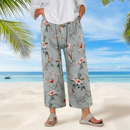 

ERTUTUYI Women s Pajama Pants Comfy Printed Wide Leg Lounge Pants Bow Elastic Waist Long Pj Bottoms Gray One Size