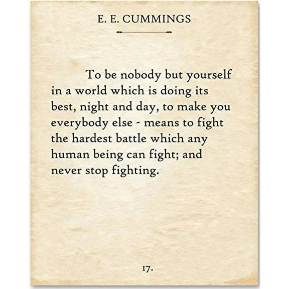 E.E. Cummings - To Be Nobody - 11x14 Unframed Typography Book Page Print - Great Gift for Book Lovers