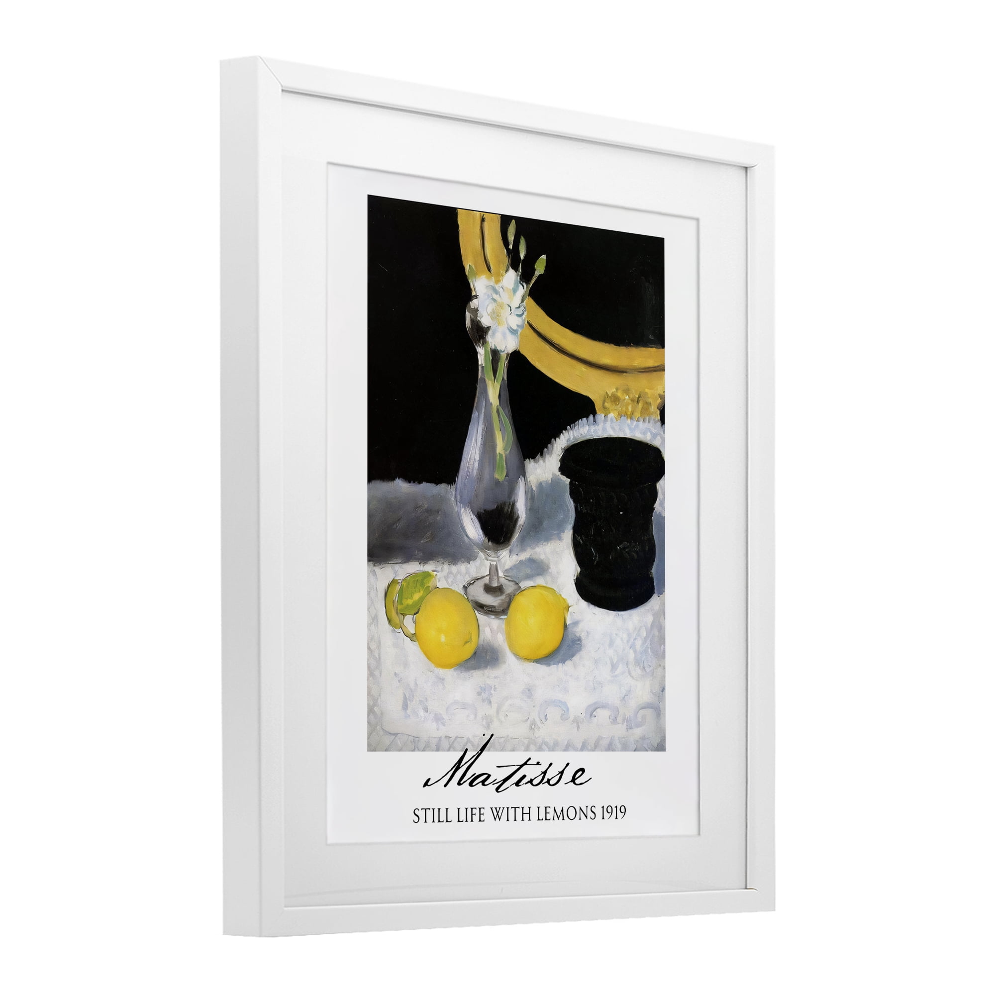 Stupell Industries Matisse Still Life Lemons White Framed Print Under Glass, design by Vintage Hustle