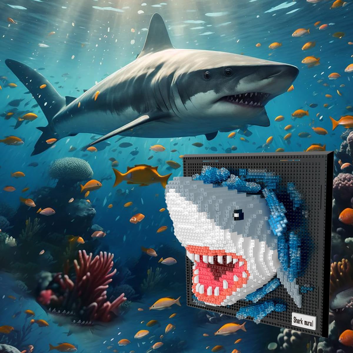 Wall Art Shark Building Blocks Set,(2166 Pieces) Toys Gifts for Kid and Adult