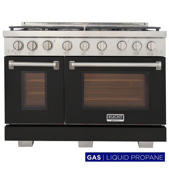 Professional 48-in Propane Gas Range in Black with True Simmer Burners