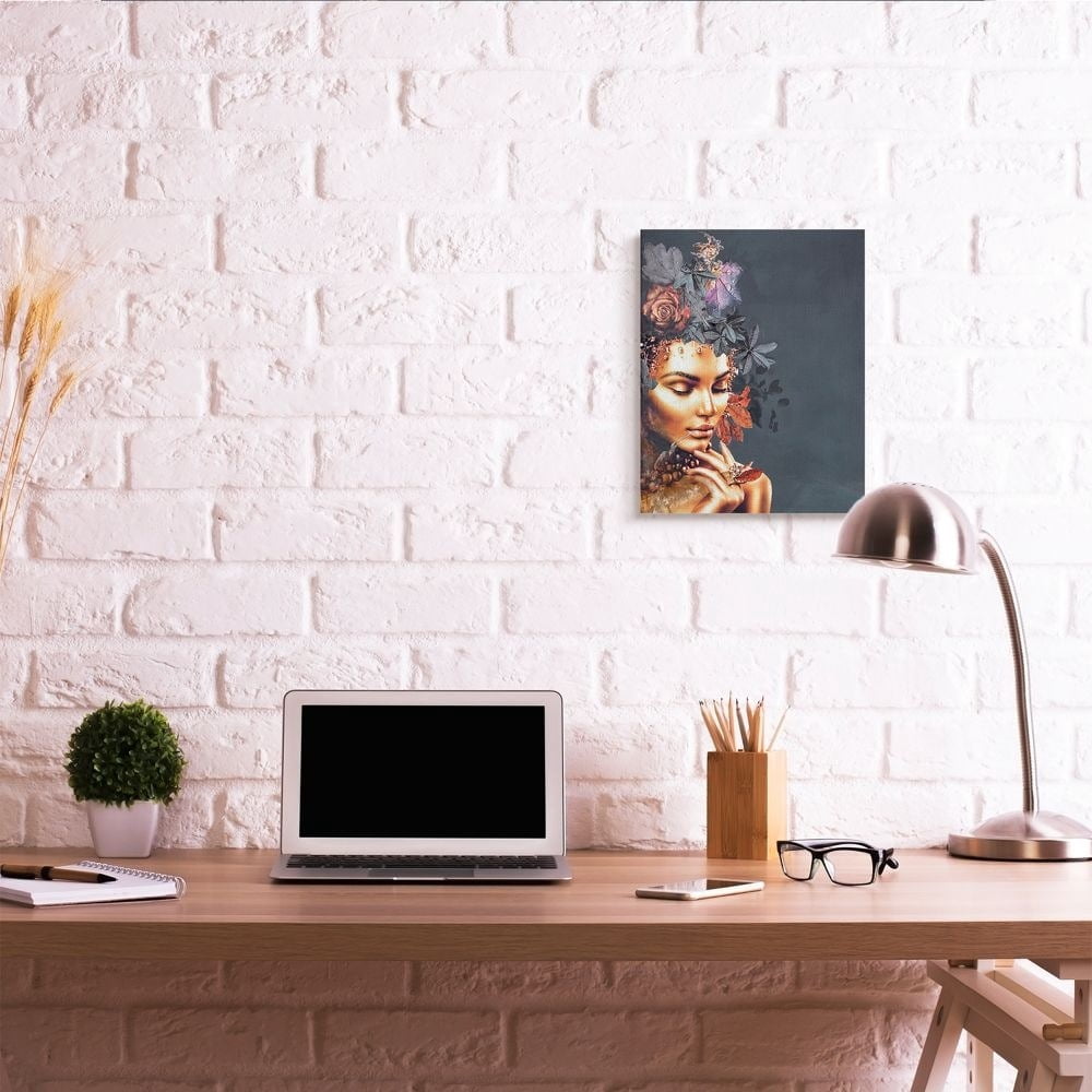 Stupell Industries Elegant Glam Female Portrait Floral Hair Leaves Canvas Wall Art Design by Design Fabrikken, 16" x 20"