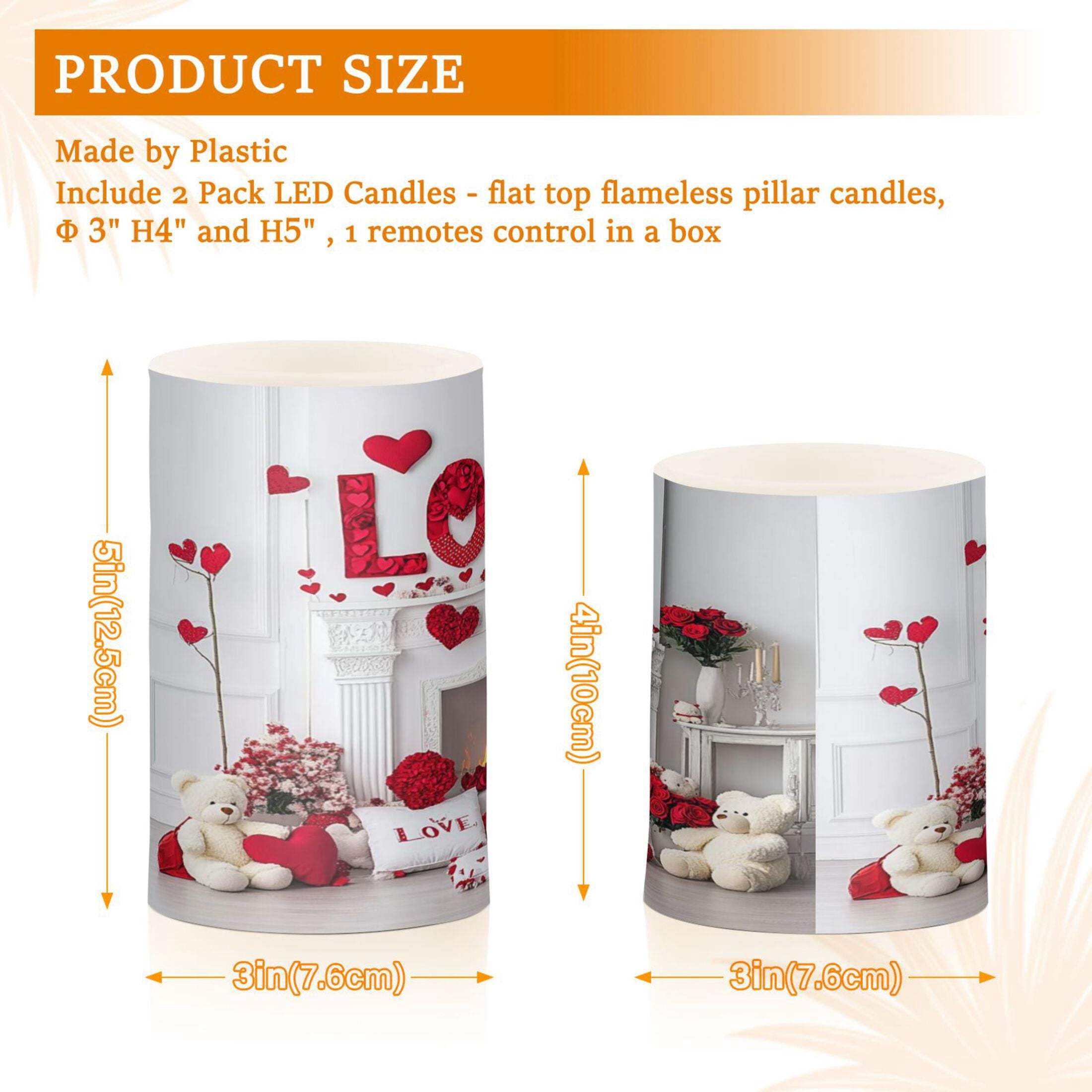 2 PCS Flameless Candles with Remote Timer LED Battery Operated Flickering Candle Light for Wedding Table Home Decoration Gifts Valentine's Day Decoration