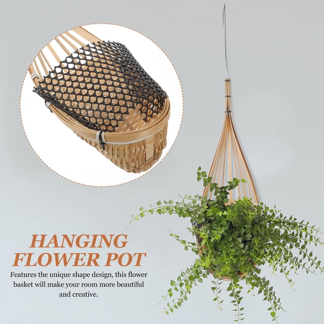 WEUVEB Macetero Colgante De Bambú Para Pared Con Estilo Vintage Y Estructura Resistente Para Plantas