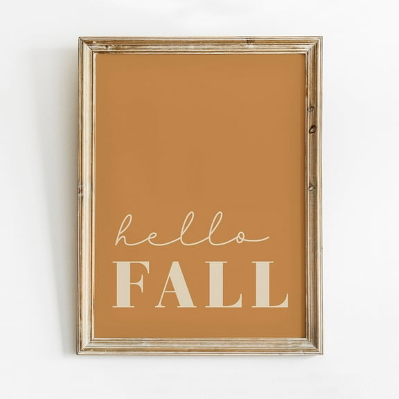 Zuno Orange Hello Fall Printable Wall Art, Fall Print, Modern Autumn Decor, Farmhouse Thanksgiving Decorations, Fall Sayings Poster- Wall Art Print, 8x12 UNFRAMED