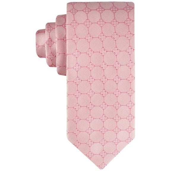 Tommy Hilfiger Mens Regular fit Tie Necktie One Size Pink Derby Grid