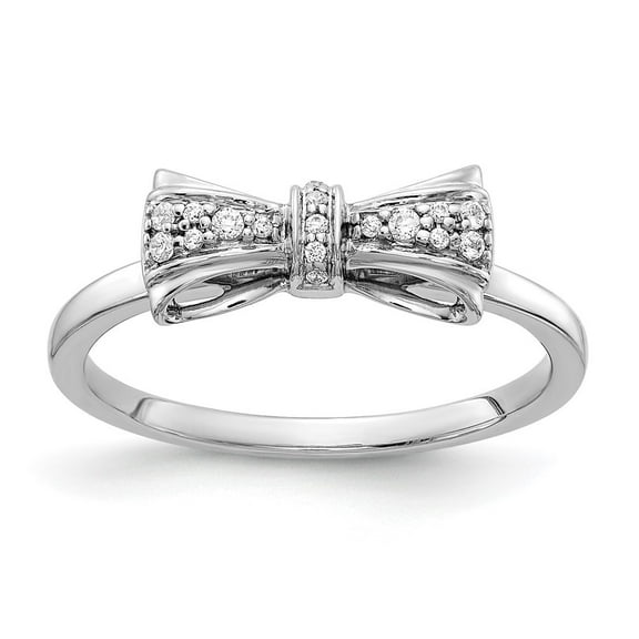 Auriga Fine Jewelry 14K White Gold Diamond Bow Ring for Women Size 7